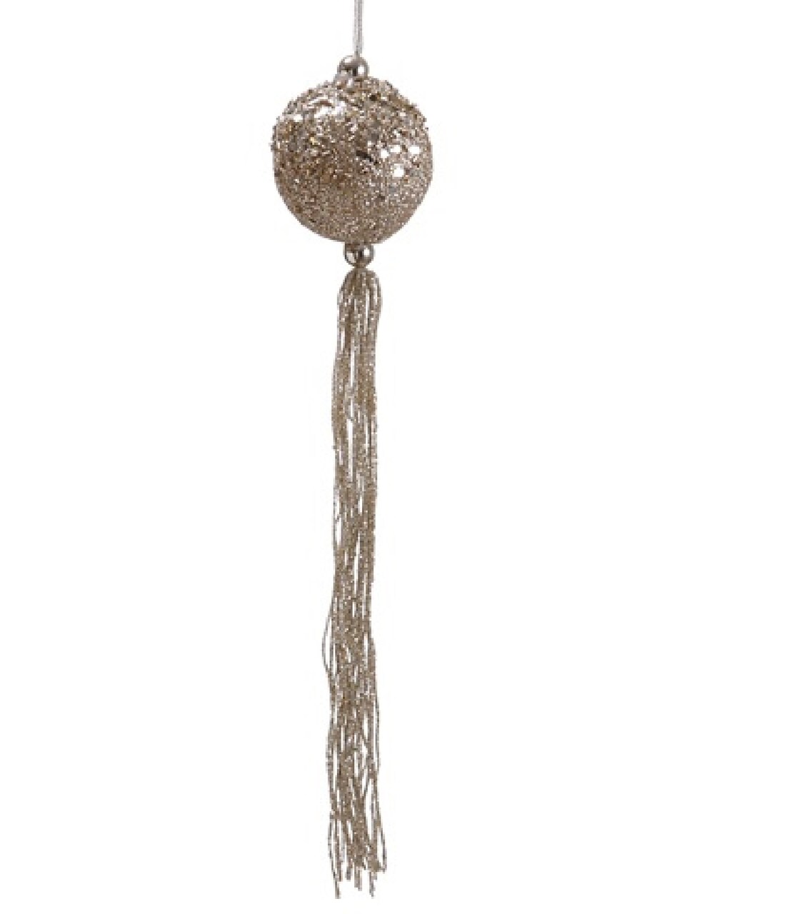 Allstate 12" Glitter Pale Gold Christmas Drop Ball Ornament with Tassels